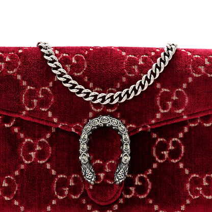 Velvet GG Monogram Mini Dionysus Chain Wallet Red Cipria
