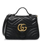Calfskin Matelasse Mini GG Marmont Top Handle Shoulder Bag Black