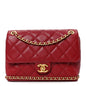 Caviar Quilted Camellia Chain Around Flap Red