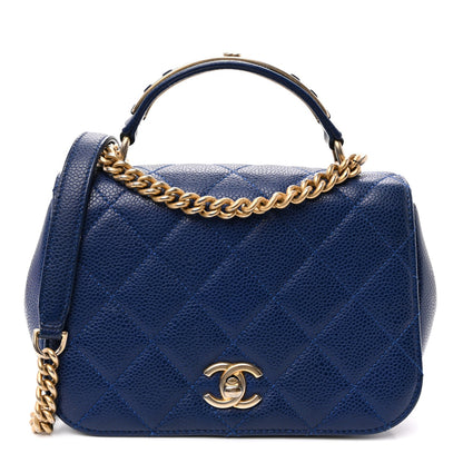 Caviar Mini Carry Around Flap Bag Blue