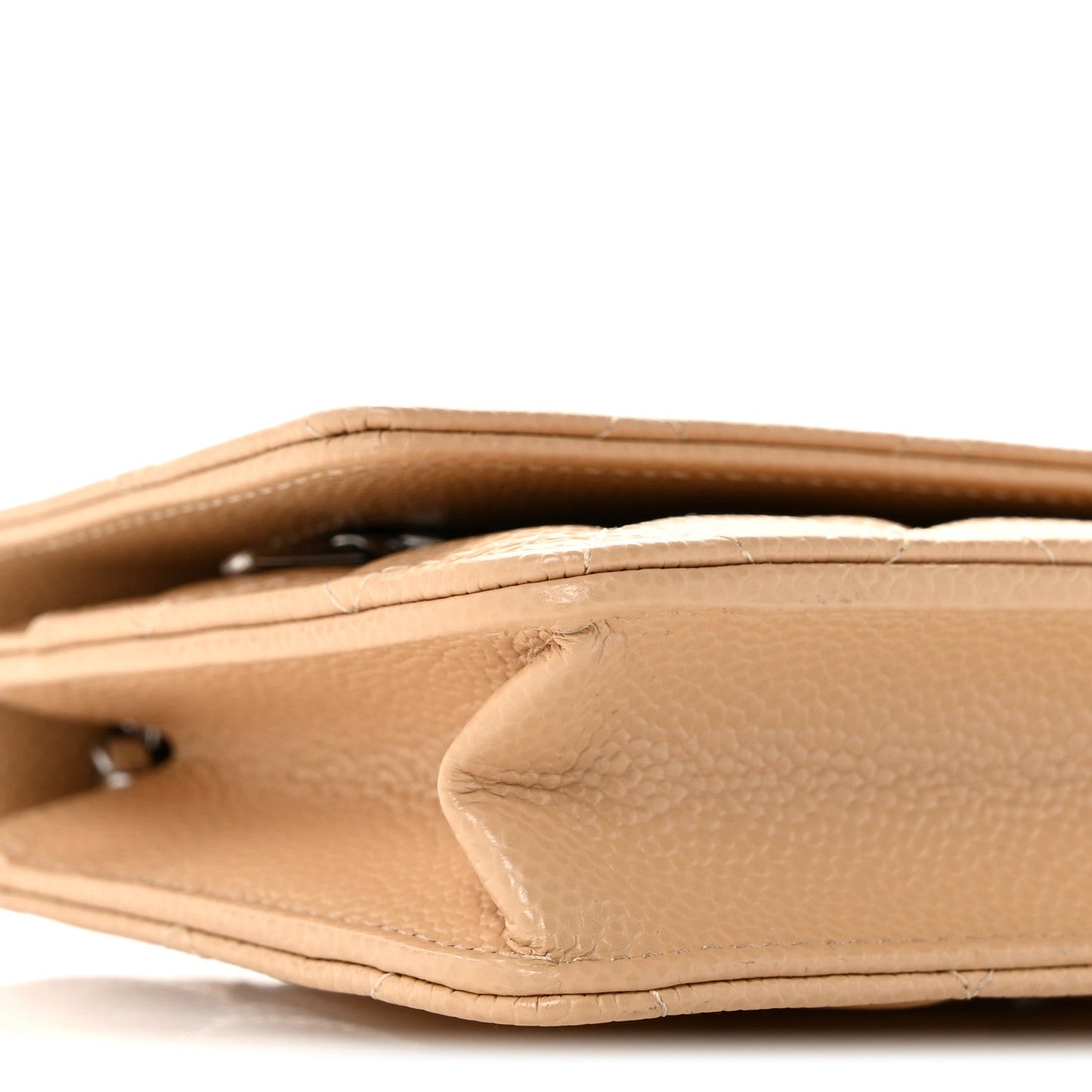 Caviar Quilted Wallet on Chain WOC Beige