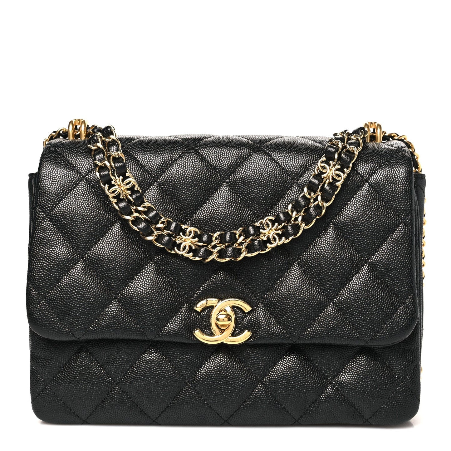 Caviar Quilted Coco First Flap Black