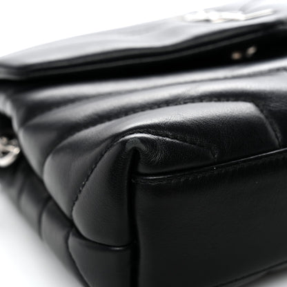Calfskin Y Quilted Monogram Toy Loulou Crossbody Bag Black