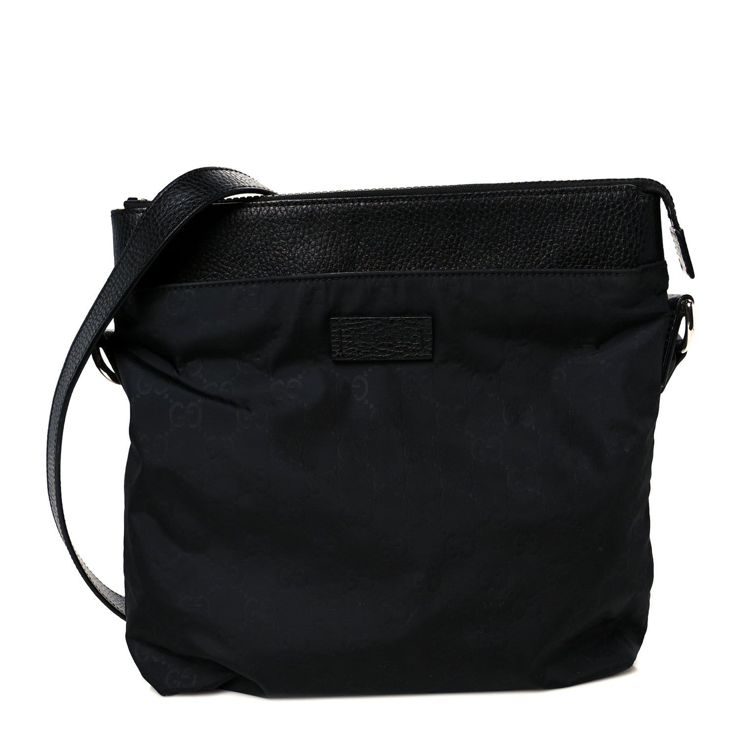 Nylon Monogram Dollar Calfskin Flat Messenger Bag Black