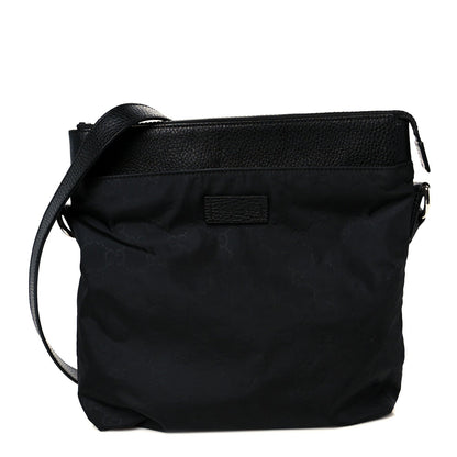 Nylon Monogram Dollar Calfskin Flat Messenger Bag Black