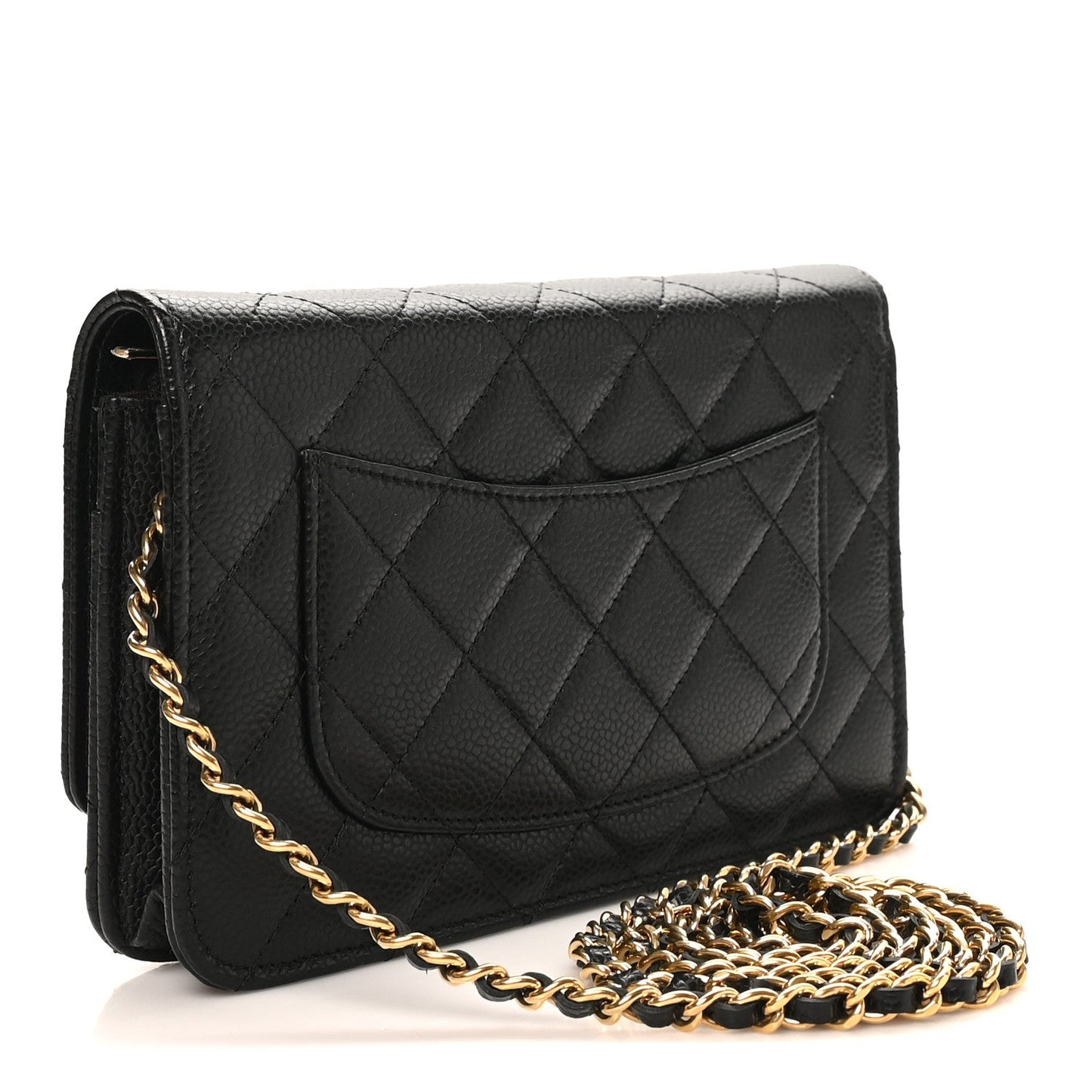 Caviar Quilted Wallet on Chain WOC Black