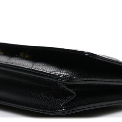 Caviar Quilted Wallet on Chain WOC Black