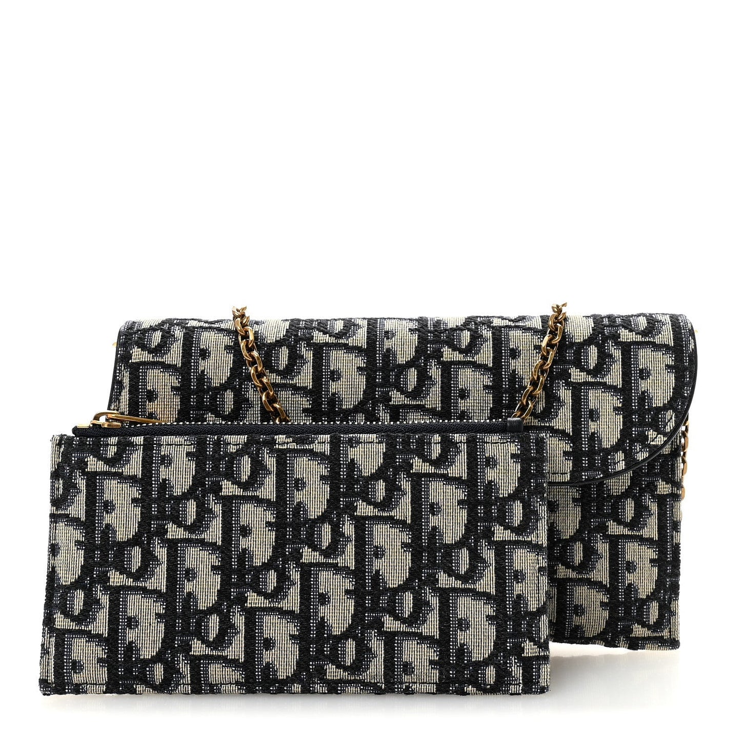 Oblique Saddle Chain Long Wallet Blue