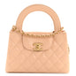 Shiny Aged Calfskin Quilted Nano Kelly Shopper Beige