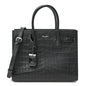 Calfskin Crocodile Embossed Baby Sac De Jour Black