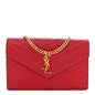Grain De Poudre Matelasse Chevron Monogram Chain Wallet New Red