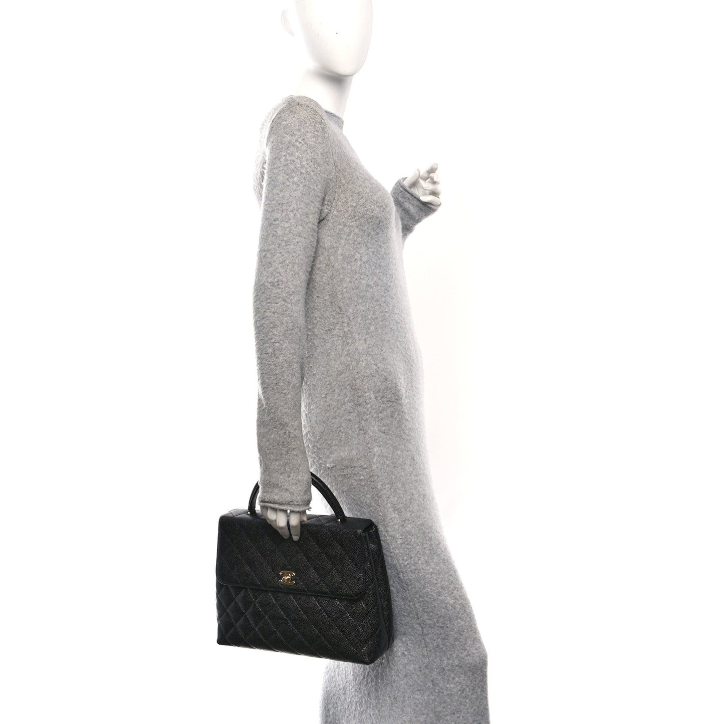 Caviar Quilted Jumbo Kelly Flap Black