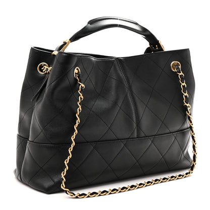 Calfskin Quilted Small Coco Base Shopping Bag Black