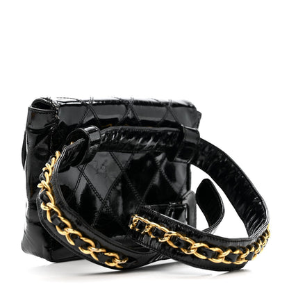 Patent Flap Waist Belt Bag Black
