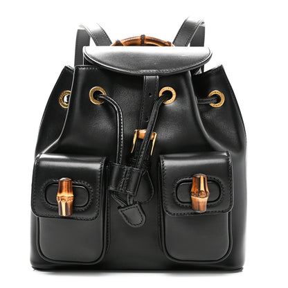 Calfskin Bamboo Backpack Black