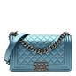 Metallic Caviar Quilted Medium Boy Flap Turquoise