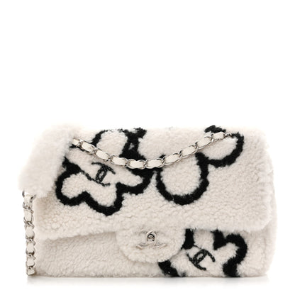 Wool Shearling Medium Single Flap Ecru Black