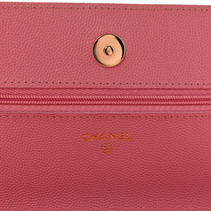 Caviar Quilted Wallet on Chain WOC Pink