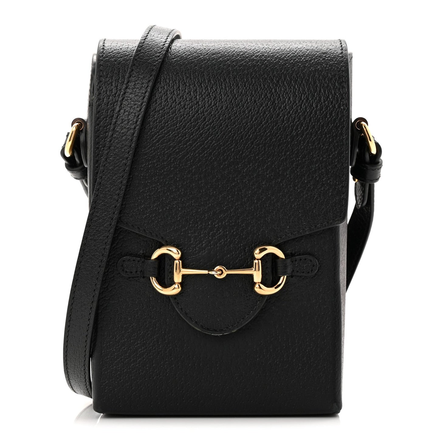 Dollar Calfskin Vertical Horsebit 1955 Crossbody Bag Black