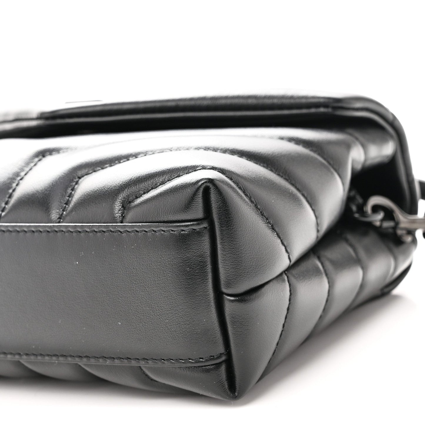Calfskin Y Quilted Monogram Monochrome Toy Loulou Crossbody Bag Black