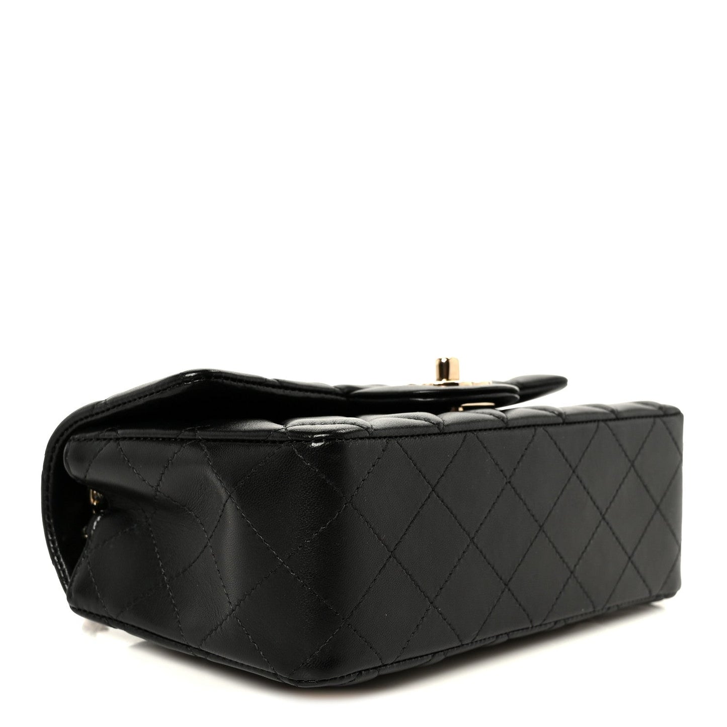Lambskin Quilted Mini Rectangular Flap Black