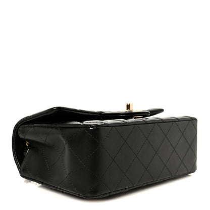 Lambskin Quilted Mini Rectangular Flap Black
