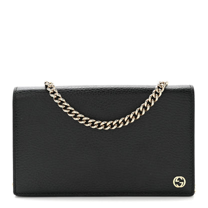 Dollar Calfskin Medium Betty Chain Wallet Black