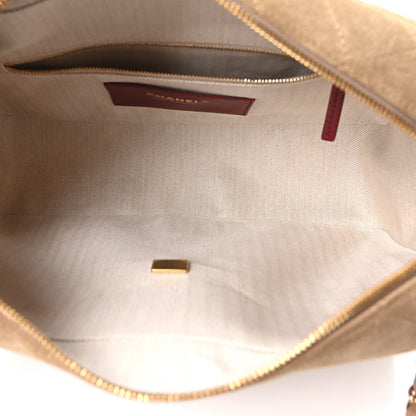 Suede Calfskin Maxi Camera Case Dark Beige