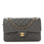 Lambskin Quilted Small Double Flap Grey