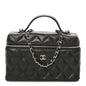 Caviar Quilted Top Handle Slim Vanity With Chain Black