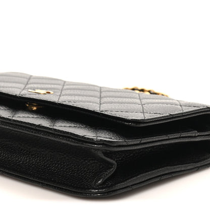 Caviar Quilted Wallet on Chain WOC Black