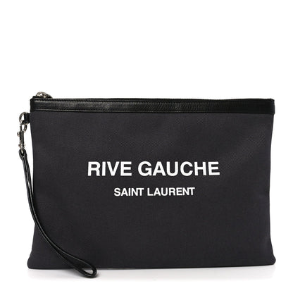 Linen Canvas Rive Gauche Zipped Pouch Black