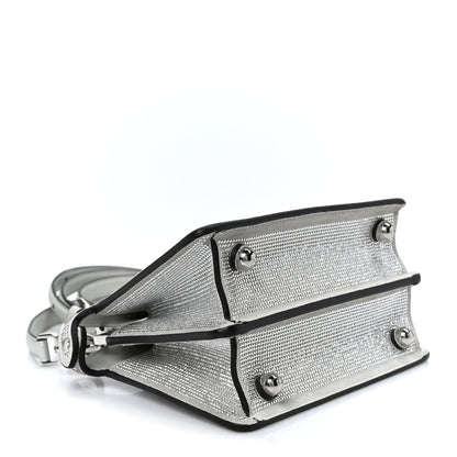 Iridescent Crystal Vitello Laminato Suede FF Petite Peekaboo I SEE U Satchel Cappuccino
