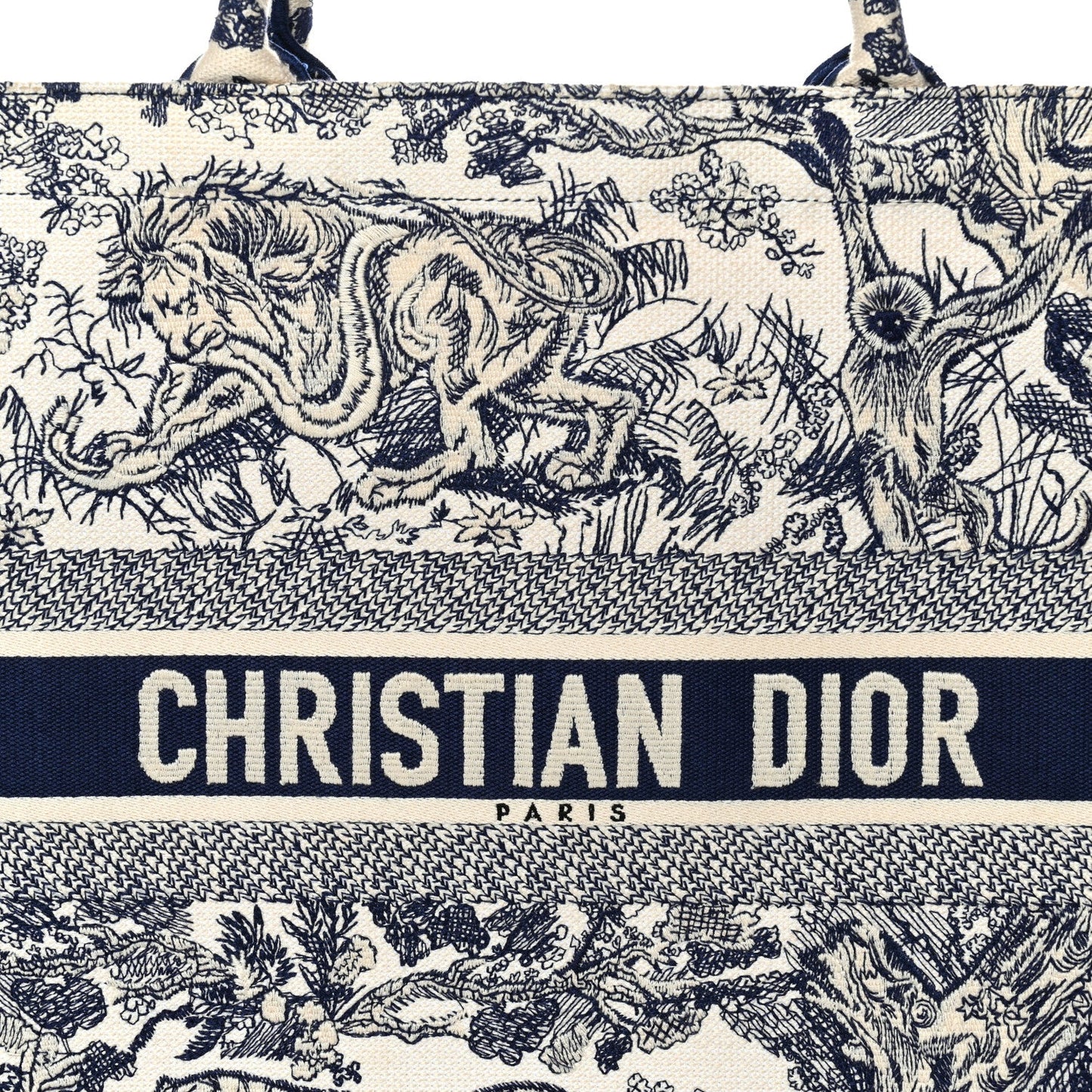 Canvas Embroidered Large Dioriviera Toile De Jouy Book Tote Blue