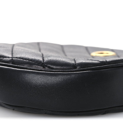 Lambskin Quilted Round Le Maillon Round Tassel Chain Crossbody Bag Black