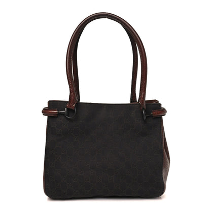 Monogram Denim GG Shoulder Bag Black Brown