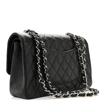 Caviar Quilted Medium Double Flap Black