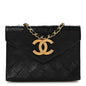 Lambskin Quilted Envelope Flap Black