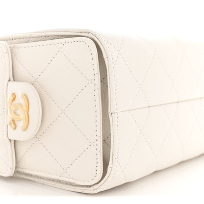 Caviar Quilted Mini Chanel 25 Handbag White