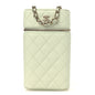 Caviar Quilted Phone Holder With Chain Light Green