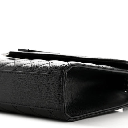 Grain De Poudre Textured Mixed Matelasse Triquilt Medium Monogram Monochrome Satchel Black