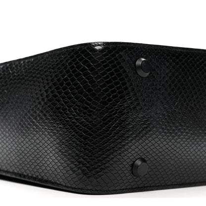 Extra Supple Calfskin Snakeskin Embossed Calfskin Small Tool 2.0 North-South Tote Black