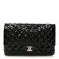 Patent Quilted Medium Double Flap Black