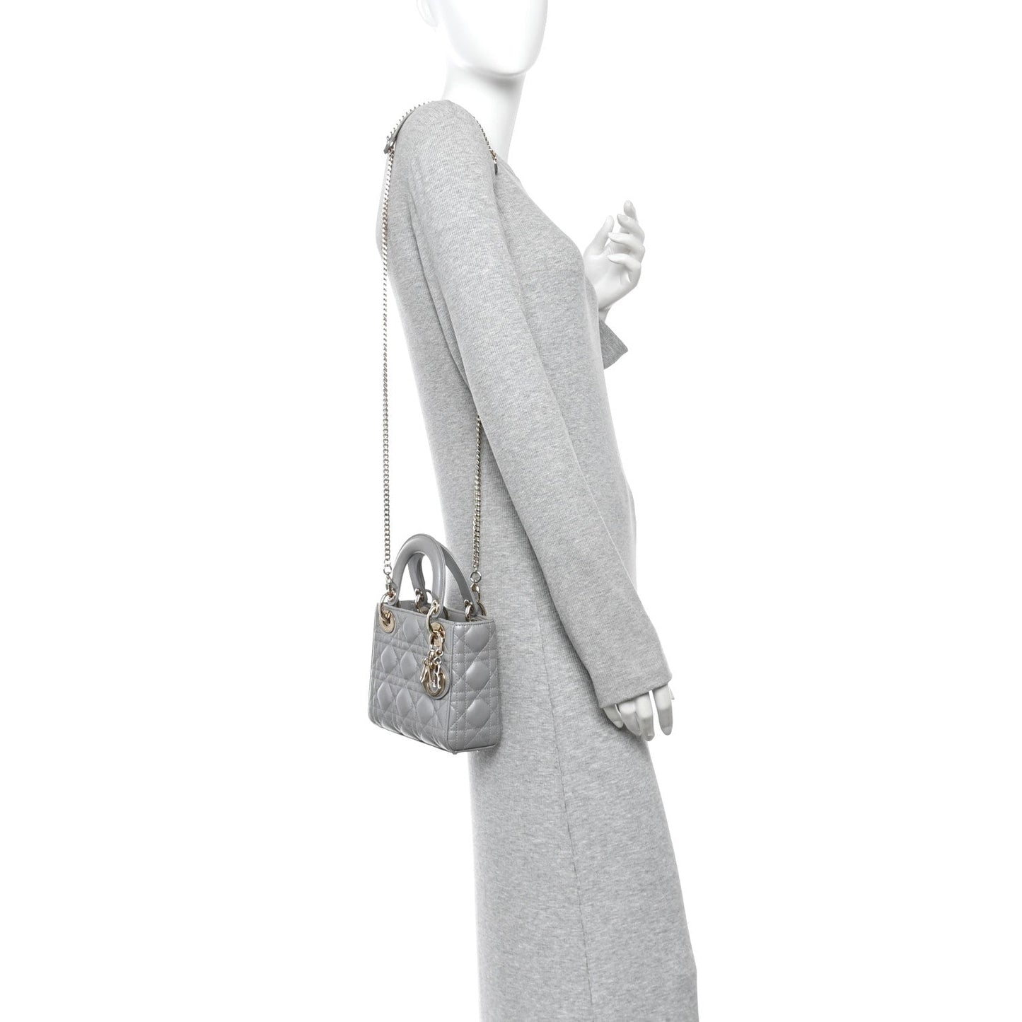 Lambskin Cannage Mini Lady Dior Grey