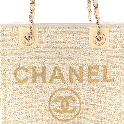 Lurex Boucle Mini Deauville Tote White