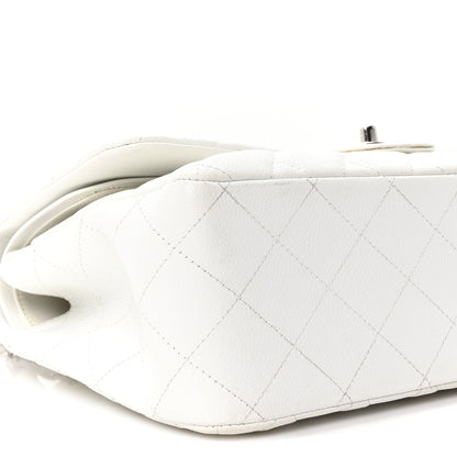 Caviar Quilted Jumbo Double Flap White