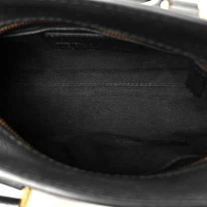 Pebbled Calfskin Mini Skull Padlock Zip Around Tote Black