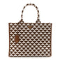 Jacquard Saffiano Triangolo Symbole Embroidered Large Tote Tobacco Talco