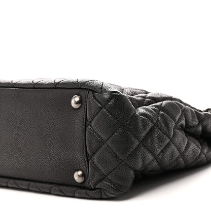 Caviar Quilted Shopping Tote Black