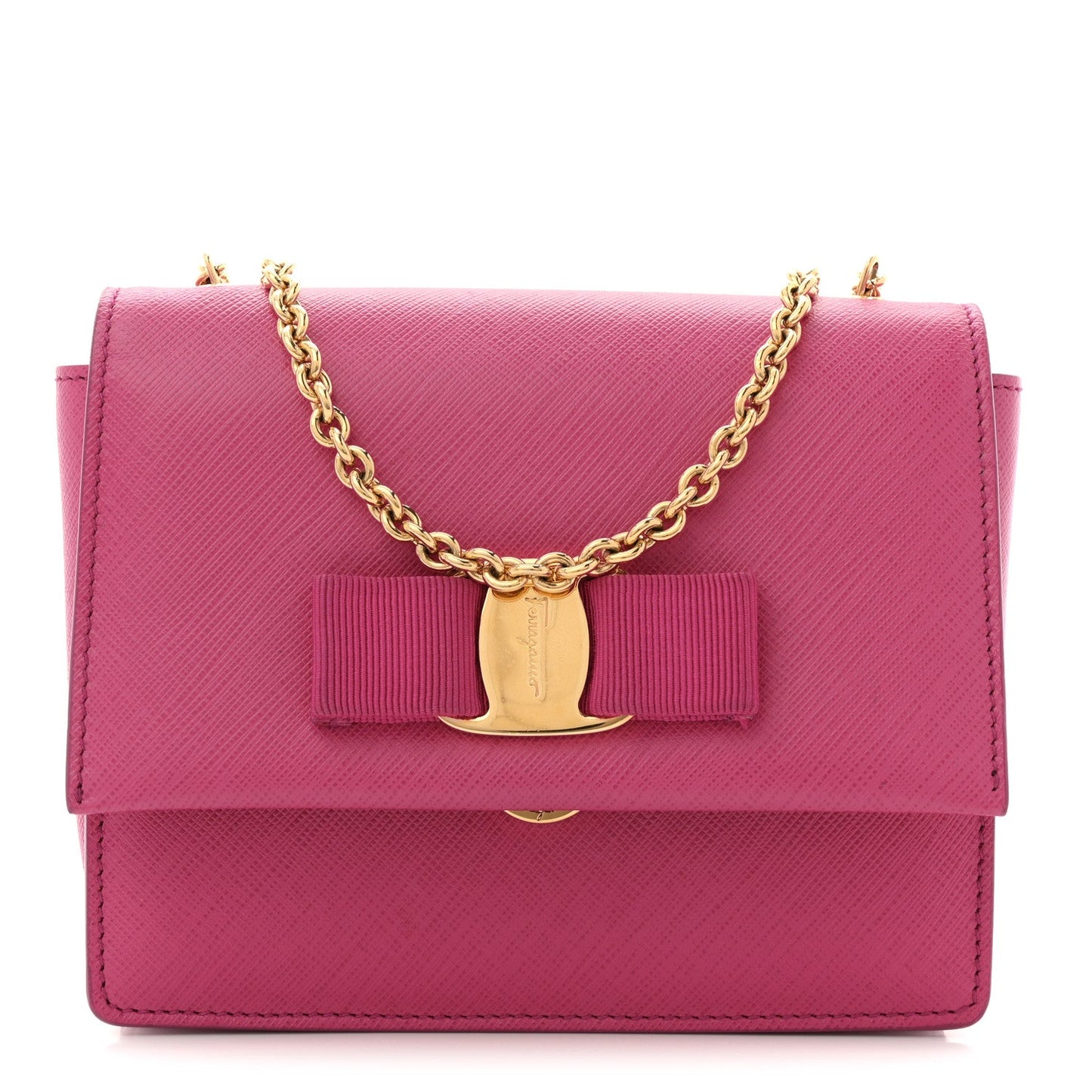 Hammered Calfskin Mini Vara Bow Crossbody Bag Agata Rosa